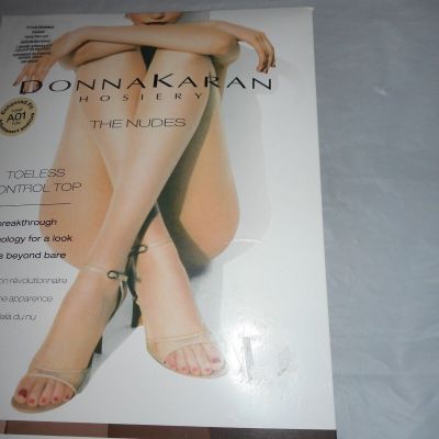 Donna Karan The Nudes Sheer Toeless Control Top Pantyhose Medium Tone A01 OA069